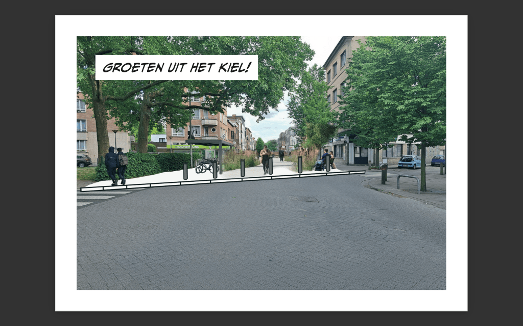 Postkaart Kiel 2030 - Kleine Boomsesteenweg - een knip en een plein